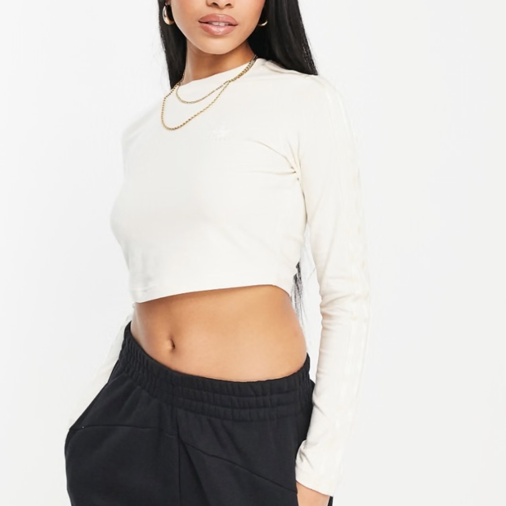 Adidas Cream Crop Top Long Sleeve